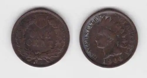 1 Cent Kupfer Münze USA 1906 (142573)