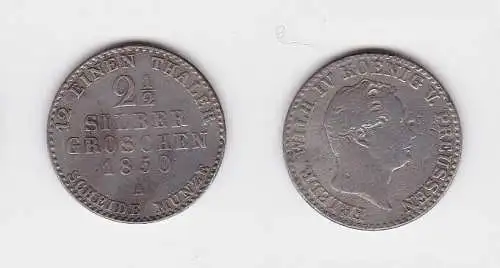 2 1/2 Silbergroschen Münze Preussen Friedrich Wilhelm VI. 1850 A (130258)