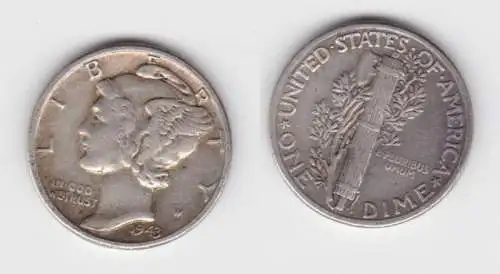 1 Dime Silber Münze USA 1943 Liberty (142732)