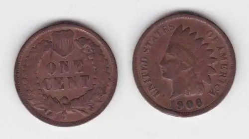 1 Cent Kupfer Münze USA 1906 (142581)