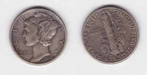 1 Dime Silber Münze USA 1943 Liberty (141988)