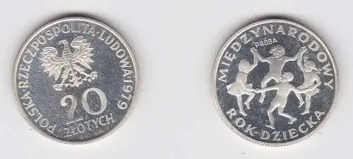 20 Zloty Silber Münze Polen INTERNATIONALES JAHR DES KINDES 1979 Probe (131088)