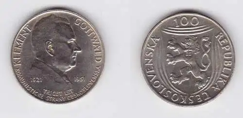 100 Kronen Silber Münze Tschechoslowakei Klement Gottwald 1951 (129910)
