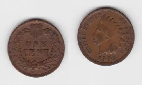 1 Cent Kupfer Münze USA 1903 (142747)