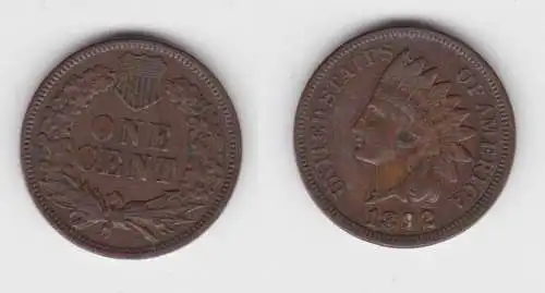 1 Cent Kupfer Münze USA 1892 (142662)