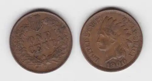 1 Cent Kupfer Münze USA 1900 (142621)