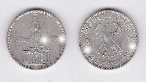 2 Mark Silber Münze 3. Reich Garnisonkirche mit Datum 1934 F Jäger 355 (124706)