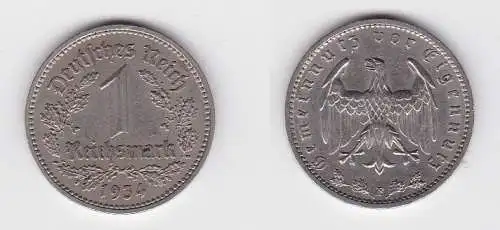1 Mark Nickel Münze III.Reich 1934 F Jäger Nr. 354 (119828)