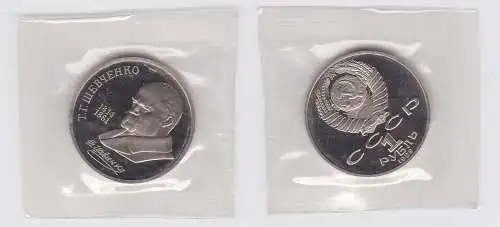 1 Rubel Münze Sowjetunion 1989, 1814-1861 Schevchenko PP OVP (131229)