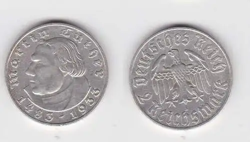 2 Mark Silber Münze 3.Reich Martin Luther 1933 A (131170)