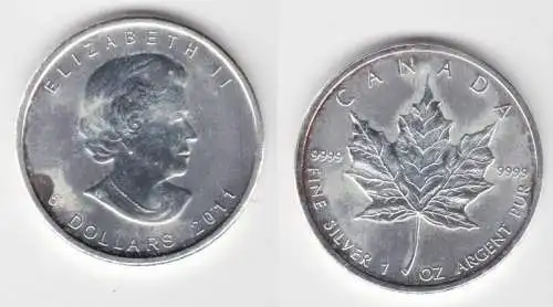 5 Dollar Silber Münze Kanada Meaple Leaf 2011 1 Unze Feinsilber (137095)