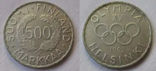500 Markaa Silber Münze Finnland Olympiade Helsinki 1952 (109193)