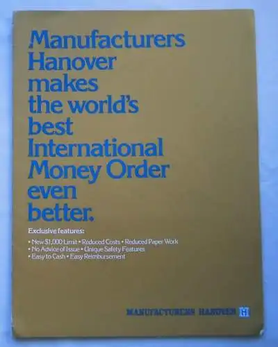 seltenes Scheckvordruck Muster Manufacturers Hanover New York um 1980 (132943)