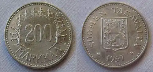 200 Markaa Silber Münze Finnland 1957 (114700)