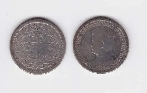 25 Cent Silber Münze Niederlande 1910 (115776)