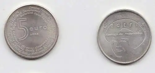 5 Euro Silber Münzen Niederlande 2004 Königin Beatrix (131435)