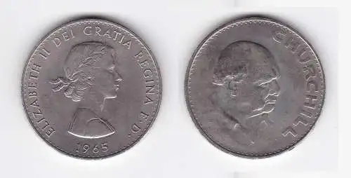 1 Crown Kupfer Nickel Münze Elisabeth II., Churchill 1965 (129983)