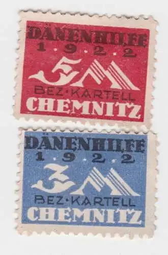 2 seltene Gewerkschafts Spendenmarken Chemnitz Dänenhilfe 1922 (42677)