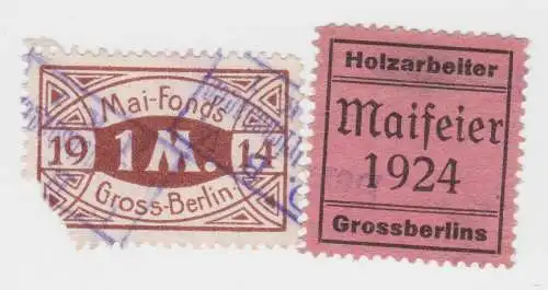 2 seltene Spenden Marken Gewerkschaft Grossberlin 1914 bis 1924 (59820)