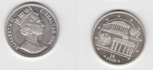 14 Ecus Silber Münze Gibraltar 1994 Akropolis, Brandenburger Tor (131434)