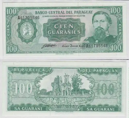 100 Guranies Banknote Paraguay 25. März 1952 Pick 205 UNC (153088)