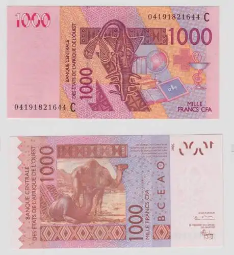 1000 Francs CFA Banknote Westafrika Burkina Faso 2003 UNC P 315Ca (152398)