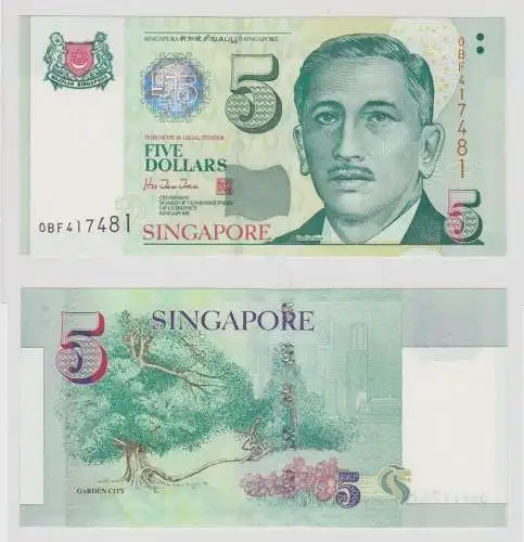 5 Dollar Banknote Singapur o. Jahr (1999) Pick 39 kassenfrisch UNC (151670)