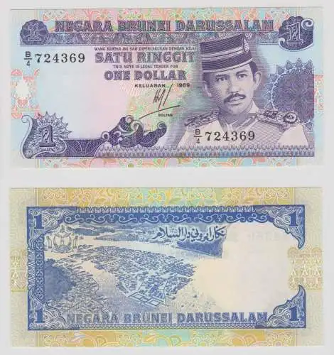 Satu Ringgit 1 Dollar Banknote Brunei 1989 kassenfrisch UNC (152006)