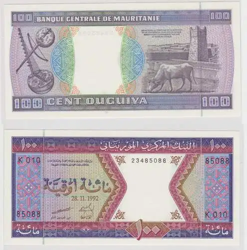 100 Ouguiya Banknote Banque Centrale de Mauritanie Mauretanien 1992 (151679)