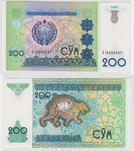 200 Sum Banknote Usbekistan 1997 fast kassenfrisch Pick 80 (138160)