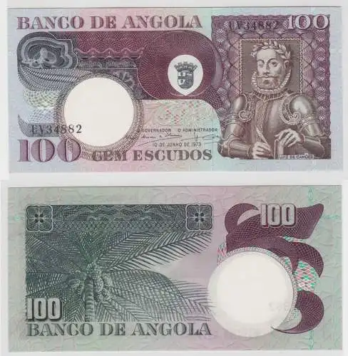 100 Escudos Banknote Angola 1973 kassenfrisch UNC (152225)