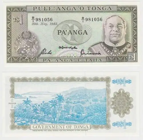 1 Pa`anga Banknote Tonga 1988 Pick 19c bankfrisch UNC (131256)