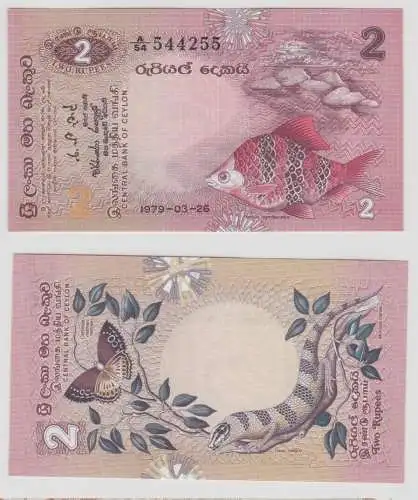 2 Rupees Rupien Banknote Central Bank of Ceylon 1979 kassenfrisch UNC (152107)