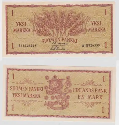 1 Markaa Banknote Finnland 1963 bankfrisch UNC Pick 98 (152384)