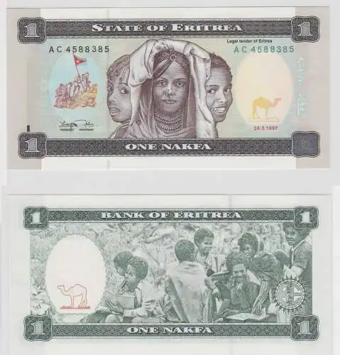 1 Nakfa Banknote State of Eritrea 24.5.1997 kassenfrisch UNC (152313)