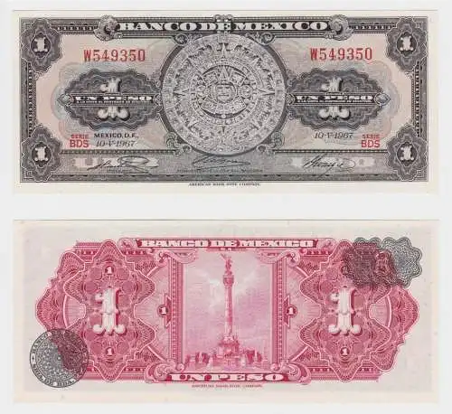1 Peso Banknote Banco de Mexico 10.05.1967 kassenfrisch UNC (151615)