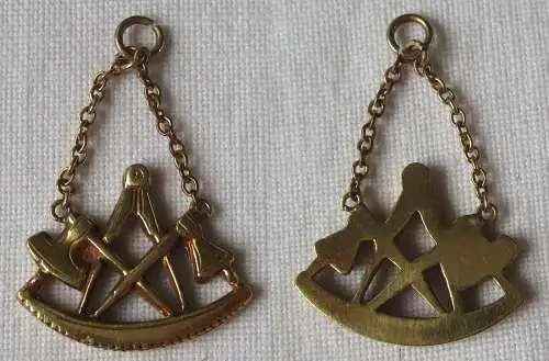 Kleiner Anhänger aus 585er Gold mit Handwerk Innungssymbolen um 1930 (141791)