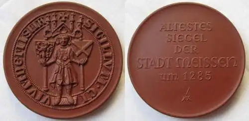 Meissner Porzellan Medaille Ältestes Siegel der Stadt Meissen um 1285 (118409)