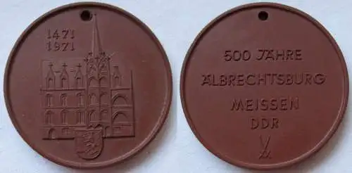 DDR Meissner Porzellan Medaille 500 Jahre Albrechtsburg Meissen 1971 (119966)