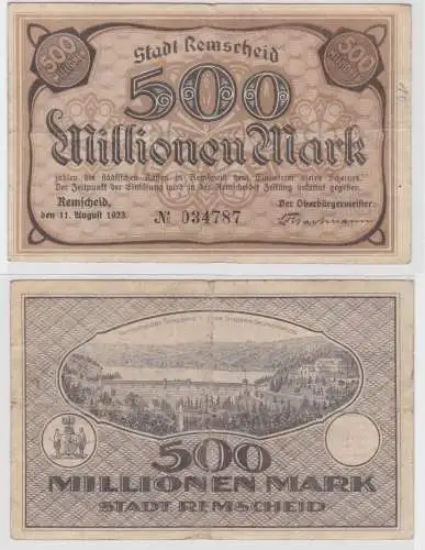 500 Millionen Mark Banknote Inflation Stadt Remscheid 11.8.1923 (136089)