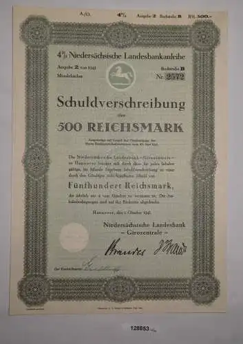 500 Reichsmark Schuldverschreibung Niedersächsische Landesbank 1941 (128853)