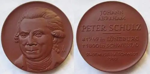 Porzellan Medaille Johann Abraham Peter Schulz Stadtmuseum Schwedt 1980 (118698)