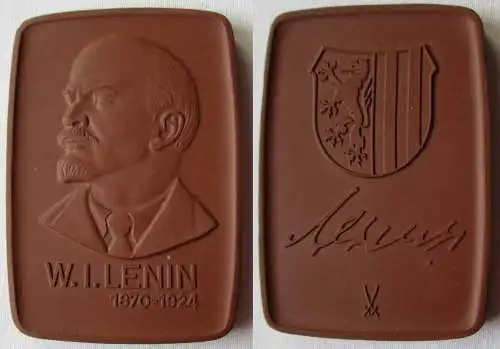 DDR Porzellan Medaille Plakette W.I.Lenin 1870-1924 Faksimile (113671)