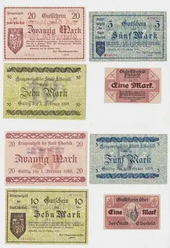 1,5, 10 und 20 Mark Banknoten Notgeld Stadt Elberfeld 1918 (136356)