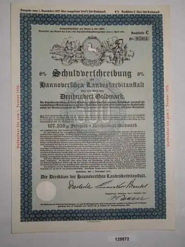 300 Goldmark Schuldverschreibung Hannoverschen Landeskreditanstalt 1927 (128872)