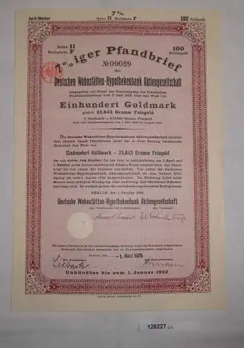 100 Goldmark Aktie Hypotheken Pfandbrief Berlin 1.10.1926 (128227)