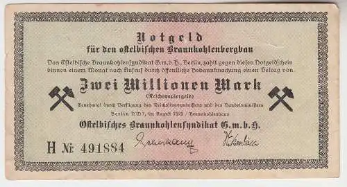 2 Millionen Mark Ostelbisches Braunkohlensyndikat GmbH Berlin 1923 (105166)