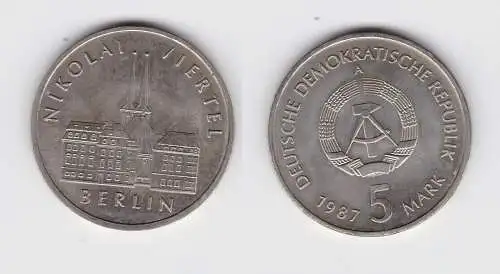 DDR Gedenk Münze 5 Mark Berlin Nikolai Viertel 1987 Stempelglanz (123914)