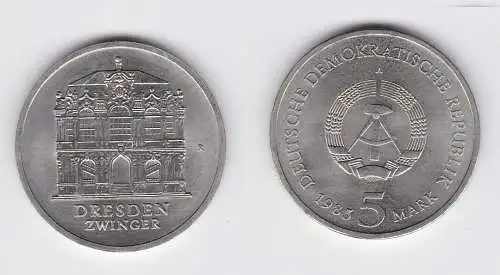 DDR Gedenk Münze 5 Mark Dresden Zwinger 1985 Stempelglanz (124060)