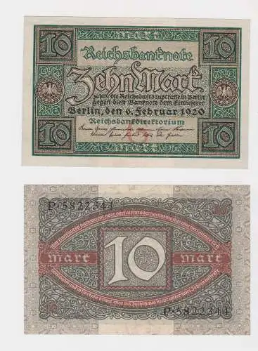 10 Mark Reichsbanknote Deutsches Reich 6.2.1920 Ro.63 a (131113)